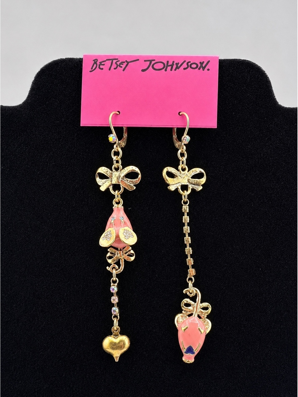 Betsey Johnson Asymmetrical Mouse and Bow Earrings